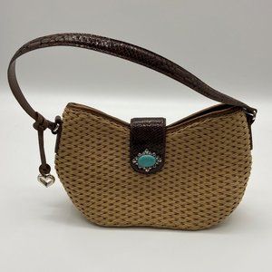 Brighton Jasper Straw Purse w/Turquoise Stone